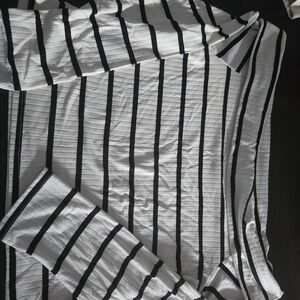 Black and White Striped Off Shoulder Top